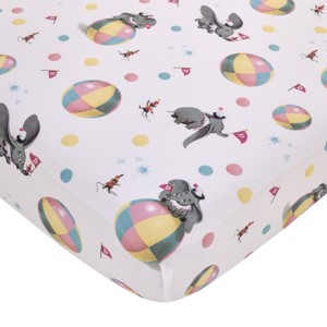 NoJo Disney Dumbo Gray, White and Multi-Colored Circus Flags, Balls and Timothy Mouse Nursery Fitted Crib Sheet - 1 of 4