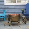 Outsunny 30" Outdoor Fire Pit Grill, Portable Steel Wood Burning Bowl, Cooking Grate, Poker, Spark Screen Lid for Patio, Camping, Bronze Colored - 2 of 4