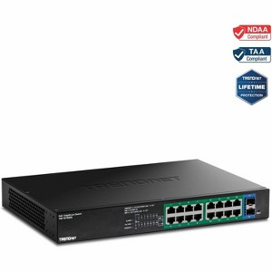 TRENDnet 18-Port Gigabit EdgeSmart PoE+ Switch, Managed Network Switch TPE-TG182ES - 1 of 4