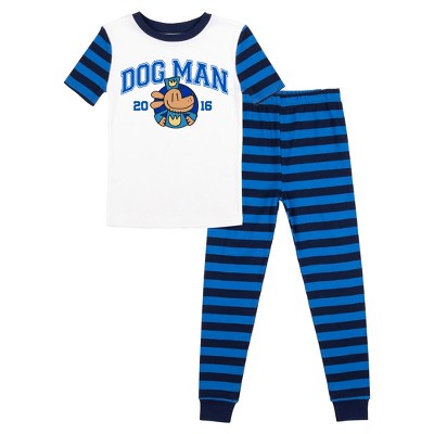 Dog Man Youth Girl's Short Sleeve Shirt & Striped Sleep Pajama Pants Set