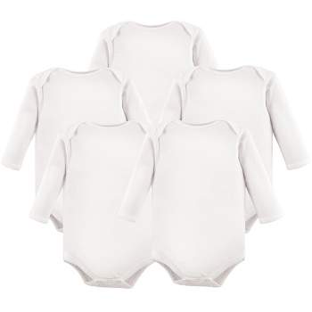 Hudson Baby Cotton Long-Sleeve Bodysuits 5pk, White