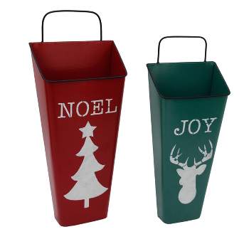 Northlight Set of 2 Red Noel and Green Joy Christmas Container Wall Hangings 19.75"