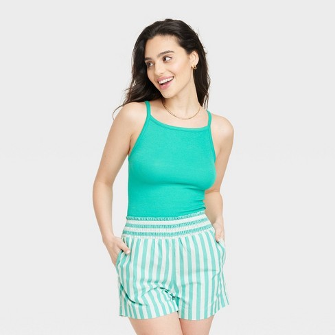 Women's Slim Fit Knit Tank Top - A New Day™ Green L