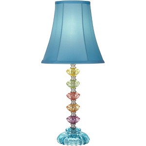 360 Lighting Bohemian Country Cottage Accent Table Lamp with Table Top Dimmer 21" High Teal Blue Stacked Glass for Bedroom Living Room Bedside Office - 1 of 4