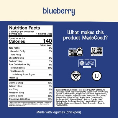 MadeGood Blueberry Snack Oat Cups - 6.15oz/5ct