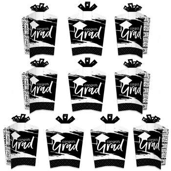Big Dot of Happiness Black and White Graduation Table Decorations - Party Fold and Flare Centerpieces - 10 Count