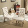 Roundhill Furniture Habit Solid Wood Tufted Parsons Dining Chair , Tan, Set of 2 - 3 of 4