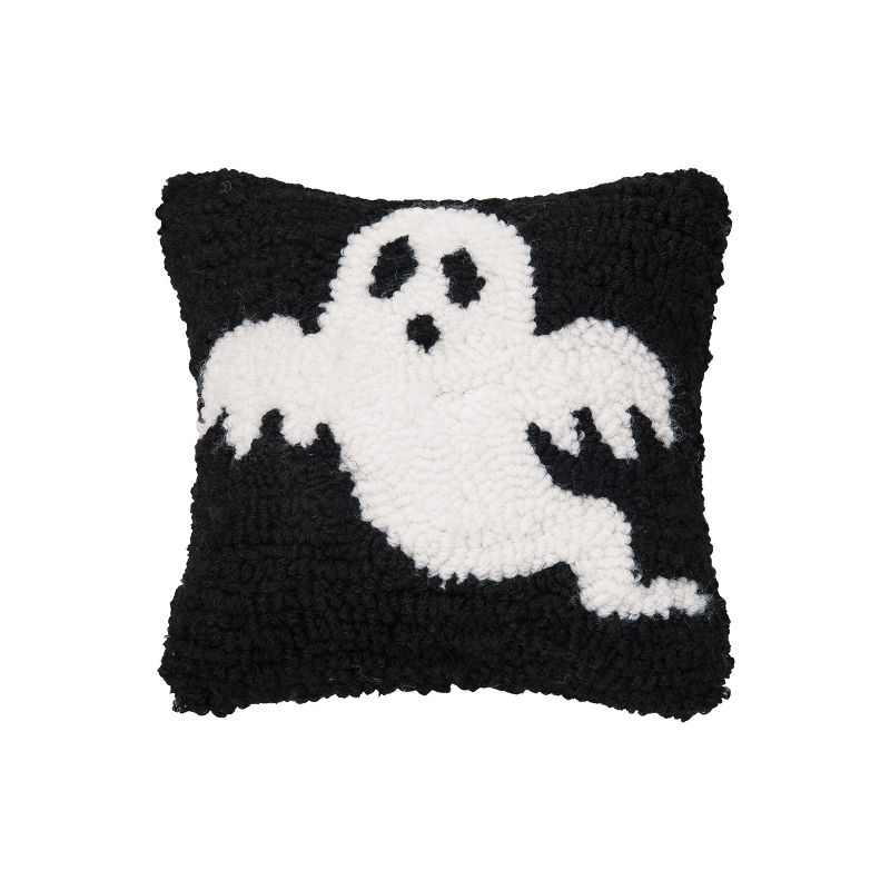 C&F Home 8" x 8" Spooky Ghost Hooked Petite Halloween Throw Pillow, 1 of 7