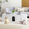 Tangkula 58" Hidden Cat Washroom Furniture w/ Double Rooms Sisal Scratching Mat - 2 of 4