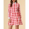 INSPIRE CHIC Women's Plaid Long Sleeve Button Contrast Point Collar Shirt Dress - 2 of 4