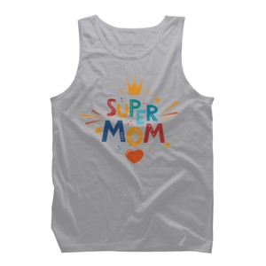 Men's Design By Humans Super Mom Crown By NikkiArtworks Tank Top - Athletic Heather - Small - 1 of 2