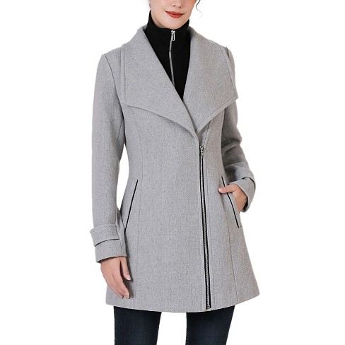 BGSD Women's Noa Wool Asymmetric Zipper Coat with Removable Bib - image 1 of 4