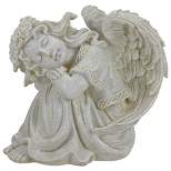 Northlight 8.5" Ivory Resting Angel with Floral Crown Outdoor Garden Statue
