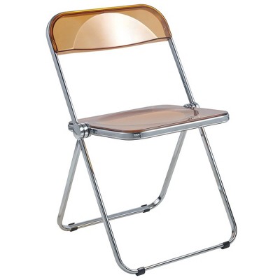 LeisureMod Lawrence Modern Acrylic Folding Dining Chair with Metal Frame, Compact and Lightweight Seating
