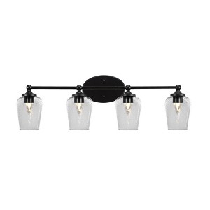 Toltec Lighting Capri 4 - Light Vanity in  Matte Black with 5" Clear Bubble Shade - 1 of 2