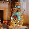 LuxenHome Snowman Plastic Ribbon Holiday Decoration with Battery Operated Lights Brown - 2 of 4