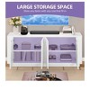 TV Stand for TVs up to 75/80inch, Modern Entertainment Center with Storage , Curved TV Media Console with Shelves for Living Room, White - 4 of 4