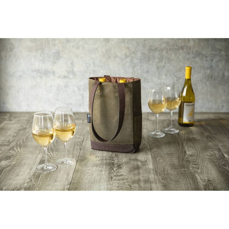 Picnic Time 34.65qt Waxed Canvas Wine Bag, 3 of 13