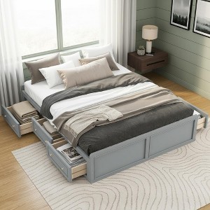 Polibi Wood Queen Size Platform Bed Frame with 6 Storage Drawers - 1 of 4