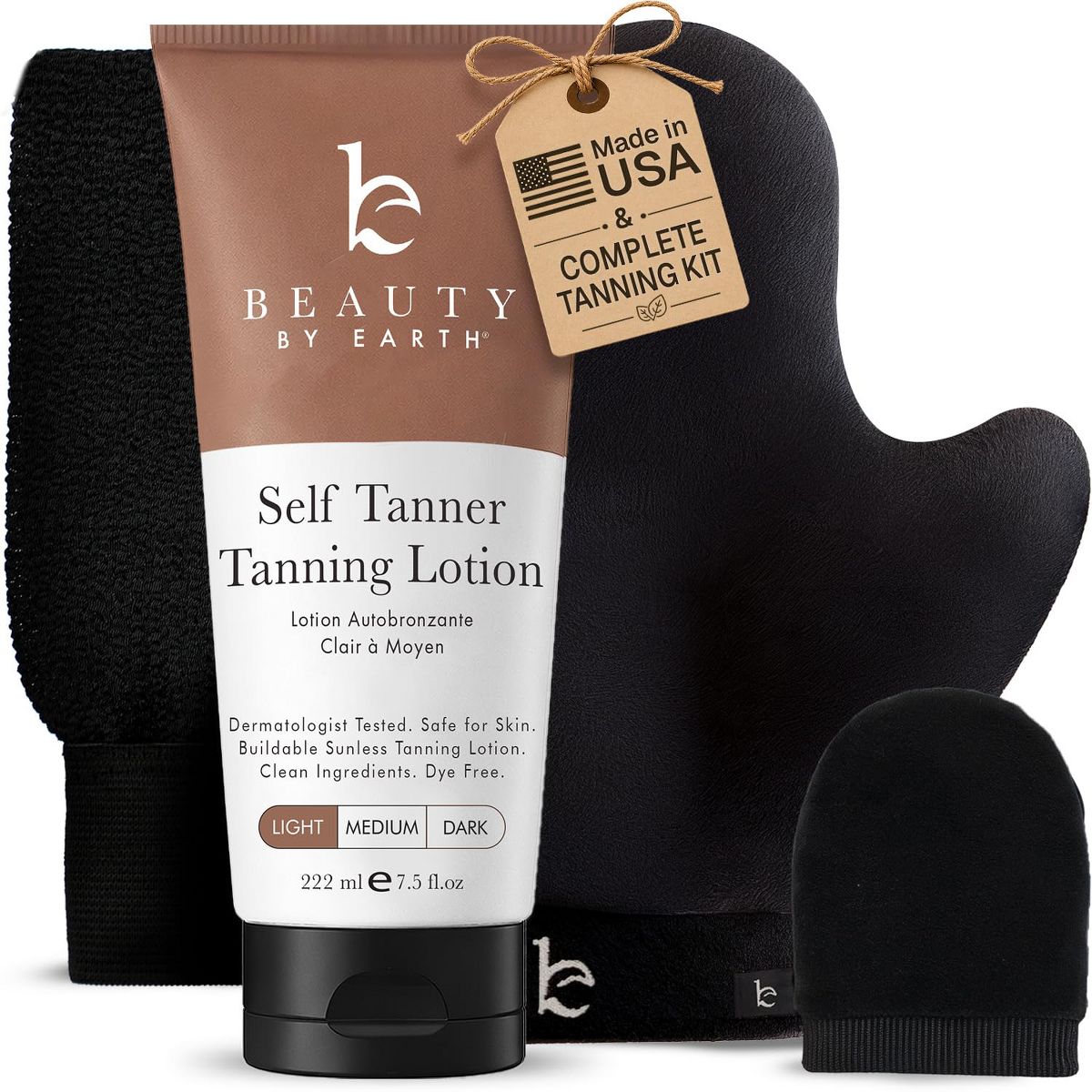 Beauty by Earth Self Tanner Lotion and Self Tanning Mitt