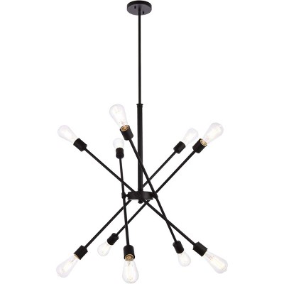Elegant Lighting Axel 10 lights black pendant with hanging rod