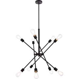 Elegant Lighting Axel 10 lights black pendant with hanging rod - 1 of 4