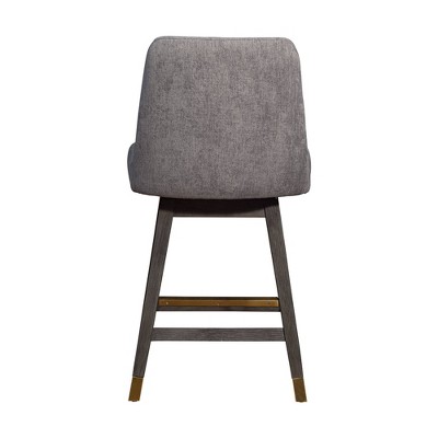 Gray Oak Wood Swivel Counter Stool with Mocha Fabric