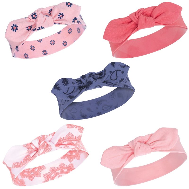 Yoga Sprout Baby and Toddler Girl Cotton Headbands 5pk, Free Spirit, 0-24 Months, 1 of 2