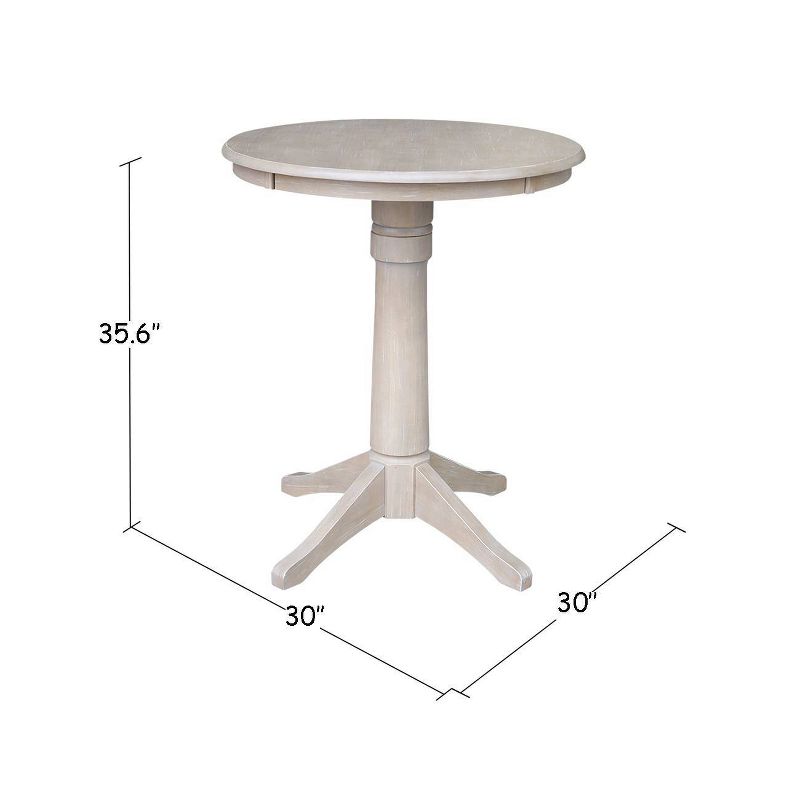Solid Wood Round Pedestal Dining Table Weathered Gray Taupe - International Concepts, 6 of 7