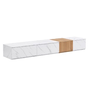 Dexmalle Modern TV Stand with Faux Marble and Walnut Wood Grain Finish for TVs up to 88'' - 1 of 4