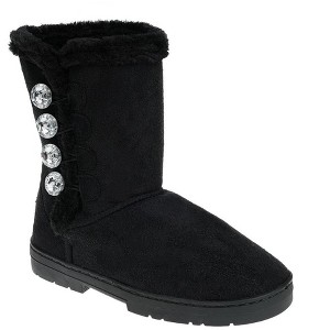 bebe Girl's Fur Trim Winter Boot with Sparkling Rhinestone Buttons - Chic and Cozy Stylish Boot for Girls - 1 of 4