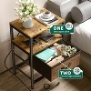 Simple Trending Nightstand with Charging Station, Bed Side Table with Adjustable Fabric Drawer - 3 of 4