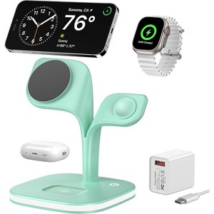 HTUTWOO Charging Station, Magnetic Wireless Charger, 5 in 1 Fast Mag-Safe Wireless Charger Stand for iPhone, Apple Watch and Airpods - 1 of 4