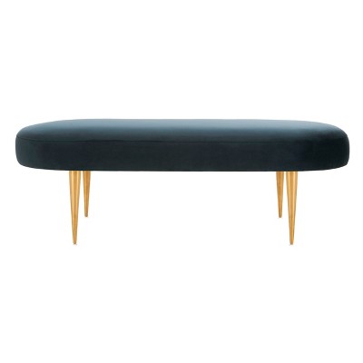 Corinne Velvet Oval Bench Navy - Safavieh