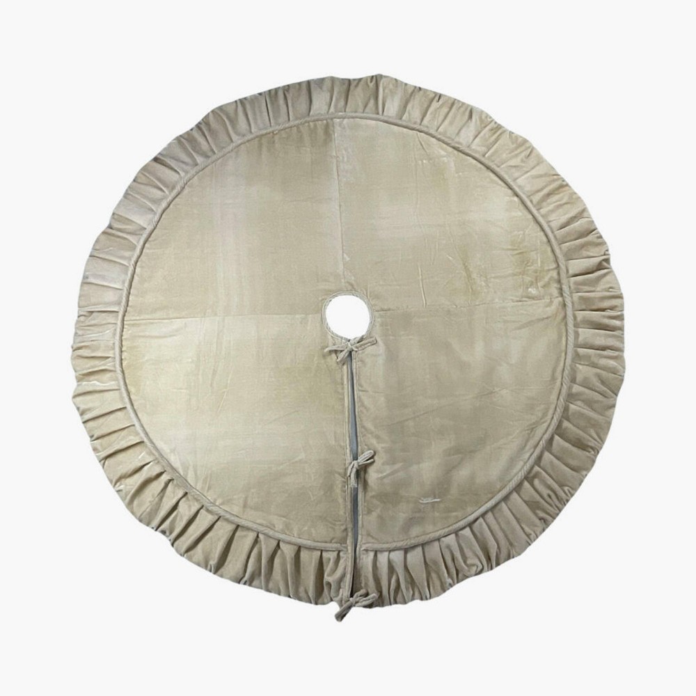Vickerman 60" Plush Champagne Velvet Christmas Tree Skirt