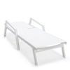 LeisureMod Marlin Patio Sling Chaise Lounge Chair With Arms in White Aluminum - 3 of 4
