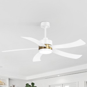 Airsurfer 52" Ceiling Fan with Light and Remote,3 Colors LED Light and Memory Function,6 Speeds Quiet Motor,5 Plywood Blades,5"/10" Downrods,White - 1 of 4