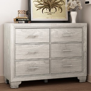 WhizMax French Vintage Dresser for Bedroom with 6 Drawers, Vintage Design Wood Drawer Dresser Chest of Drawers for Closet, Living Room, Hallway - 1 of 4