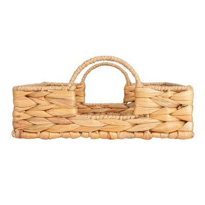 Natural Water Hyacinth Handwoven Tray with Cutout Handles