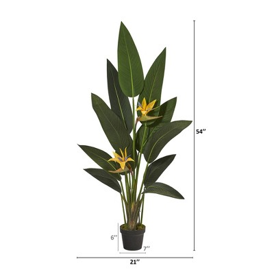 4.5ft Bird of Paradise Faux Potted Plant with Lights