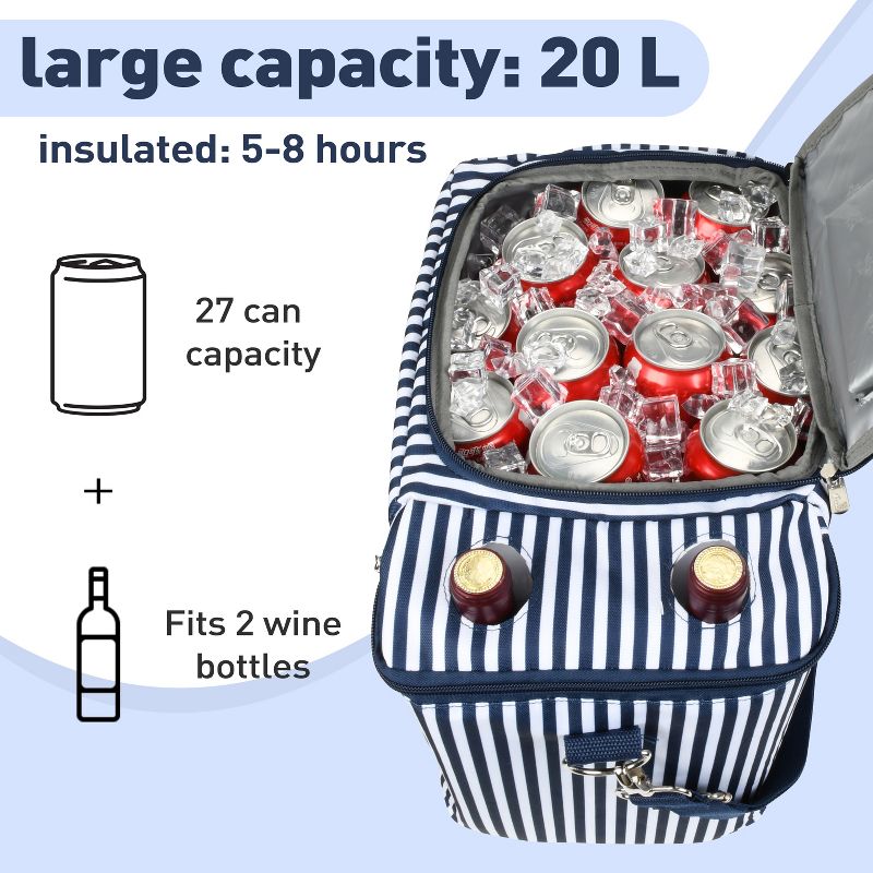 Tirrinia 20L Insulated Cooler Bag - Leakproof Outdoor Grocery Cooling Carrier, Large Travel & to-Go Food Containers, Wine Tote for Picnics, Camping, 3 of 8