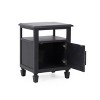 Vynxaria Rustic Nightstand  Acacia Wood & Cane Webbing, Cabinet + Open Shelf, 15.75"W x 19.50"D x 24.00"H - 2 of 4