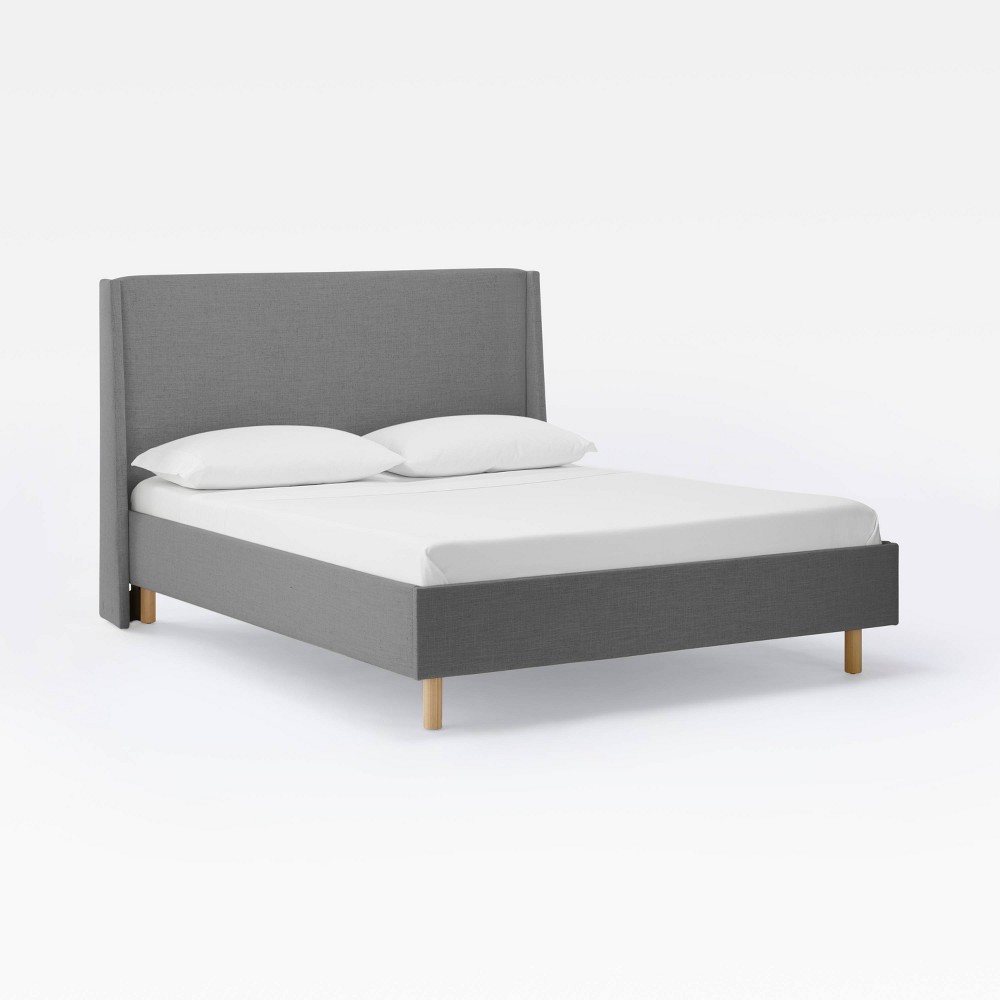 Photos - Bed Frame Queen Encino Fully Upholstered Platform Bed Gray - Threshold™ designed wit