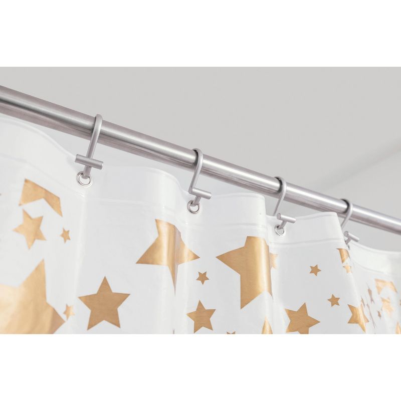 iDESIGN 72&#34;x72&#34; Falling Stars PEVA Bathroom Shower Curtain White/Gold, 4 of 8