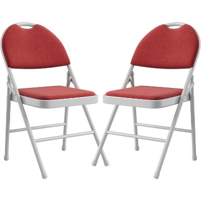 homfan Metal Folding Chair with Non-Slip Foot Pads, Chair with Cotton