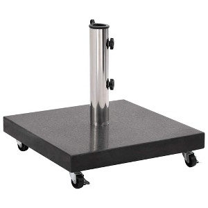 vidaXL 66.1lb Square Umbrella Base with Wheels, Stainless Steel Pipe, 17.7"x17.7" Black - 1 of 4