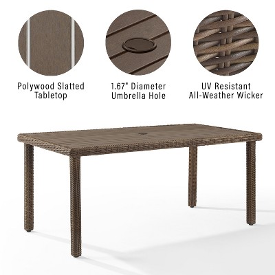 HomeStock Bradenton Outdoor Wicker Dining Table Weathered Brown