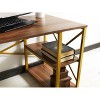 Vynxaria Morello Gold Metal Frame 47" White Wooden Top Desk 2 Shelves for Home Office Writing Computer Work - 4 of 4