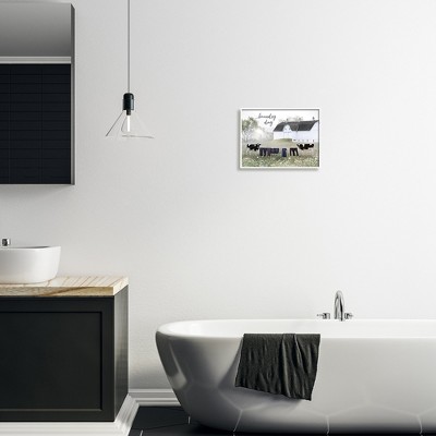 White Framed Rural Cows Meadow Canvas Print, 14" x 11"