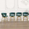 26" Suede Woven Bar Stool Set of 2, 360¡ã Swivel Counter Stools with Back, Footrest and Golden Metal Legs - 4 of 4